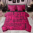 thumbnail image 1 of Castle Fairy Boys Girls Geometric Plaid Stripes Twin Bedding Sets 7-Piece,Bohemian Theme Bedding Comforter Set Microfiber,Black Pink Breathable Sheet Sets,Microfiber Bedroom Decor,Reversible, 1 of 8