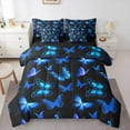 thumbnail image 1 of Castle Fairy Boys Girls Gradient Butterflies Bedding Comforter Set 7-Piece,Black Blue King Bedding Sets,Abstract Ombre Ultra Soft Bed Sheets,Lightweight Room Decor,Reversible, 1 of 8