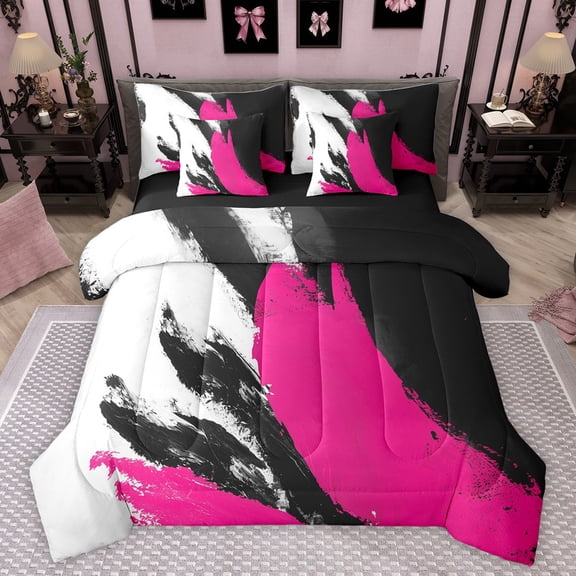 Castle Fairy Boys Girls Graffiti Splash Bedding Comforter Set 7pcs,Vintage Aesthetic Queen Bedding Sets Super Cozy,Abstract Oil Painting Queen Sheet Sets,Lightweight Room Decor,Reversible