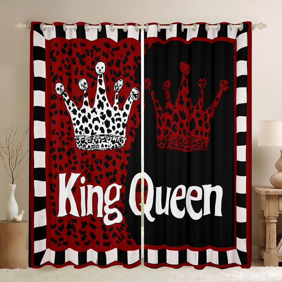 Castle Fairy Boys Girls Happy Valentine's Day Black Out Curtains,King And Queen Crown Curtains Pack of 2 (42x63 Each),Animal Leopard Print Bedroom Curtains,Microfiber Bedroom Decor