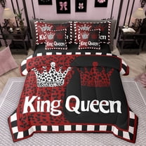 Castle Fairy Boys Girls Happy Valentine's Day Twin Bedding Sets 7-Piece,King And Queen Crown Bedding Comforter Set Microfiber,Animal Leopard Print Breathable Sheet Sets,Microfiber Bedroom Decor