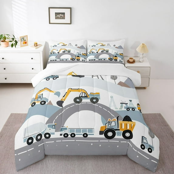 Castle Fairy Boys Girls Kawaii Truck Queen Comforter Set,Car Theme Bedding Comforter Set