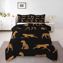 Castle Fairy Boys Girls Leopard Animal Twin Comforter Sets,Wildlife Cheetah Bedding Set