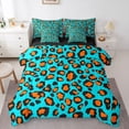 thumbnail image 1 of Castle Fairy Boys Girls Leopard Print Bedding Comforter Set,Blue Orange Full Bedding Set, 1 of 8