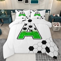 Castle Fairy Boys Girls Letter Monogrammed A Bedding Comforter Set 2pcs,Sport Soccer Print Twin Comforter Sets Microfiber,Bling Green Glitter Breathable Bedding Set,Ultra Soft Home Decor,Reversible