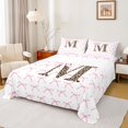 thumbnail image 1 of Castle Fairy Boys Girls Letter Monogrammed M 4 Pieces Queen Sheet Sets,Kawaii Pink Bow Ultra Soft Flat Sheet,Animal Leopard Print Queen Fitted Sheet,Breathable Home Decor, 1 of 7