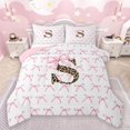 thumbnail image 1 of Castle Fairy Monogrammed Letter S 2-Piece Twin Bedding Comforter Set, Kawaii Pink Bow, Animal Leopard Print, Reversible, 1 of 8
