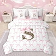 thumbnail image 1 of Castle Fairy Boys Girls Letter Monogrammed S Twin Bedding Sets 7-Piece,Kawaii Pink Bow Bedding Comforter Set Microfiber,Animal Leopard Print Breathable Sheet Sets,Breathable Home Decor,Reversible, 1 of 8