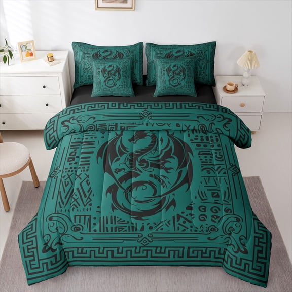 Castle Fairy Boys Girls Magical Dragon Bedding Comforter Set,Gothic Style Full Bedding Set