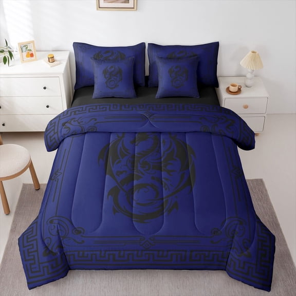 Castle Fairy Boys Girls Magical Dragon Bedding Comforter Set,Gothic Style Full Bedding Set