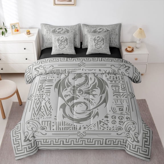 Castle Fairy Boys Girls Magical Dragon Bedding Comforter Set,Gothic Style Full Bedding Set