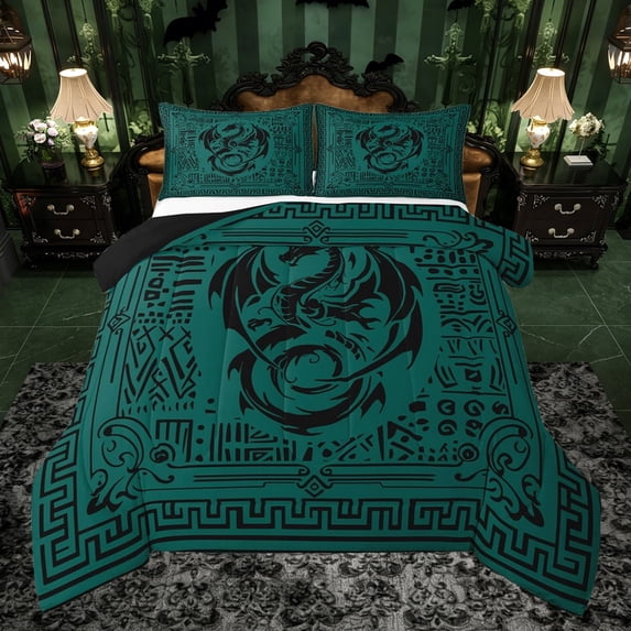 Castle Fairy Boys Girls Magical Dragon Full Size Comforter Sets,Gothic Style Bedding Sets