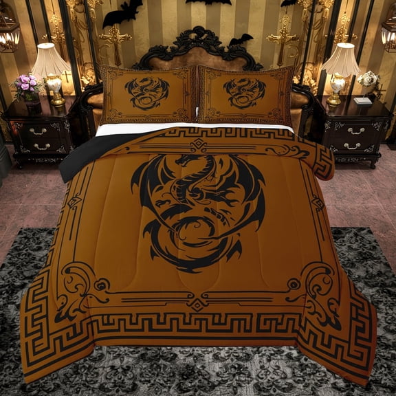 Castle Fairy Boys Girls Magical Dragon Full Size Comforter Sets,Gothic Style Bedding Sets