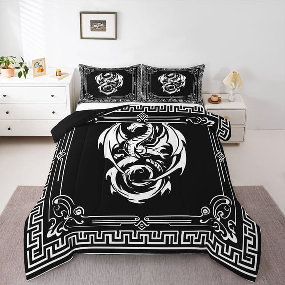 Castle Fairy Boys Girls Magical Dragon Twin Comforter Sets,Gothic Style Bedding Set