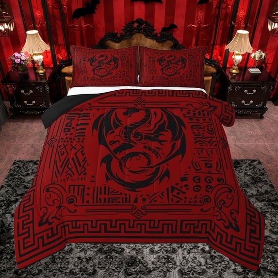 Castle Fairy Boys Girls Magical Dragon Twin Comforter Sets,Gothic Style Bedding Set