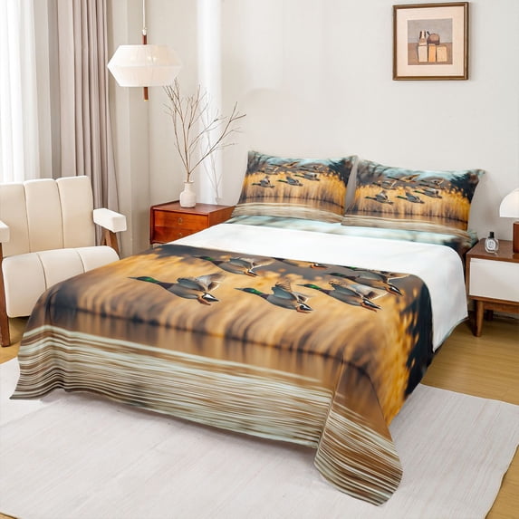 Castle Fairy Boys Girls Mallard Duck Queen Sheet Sets,River House Bed Set