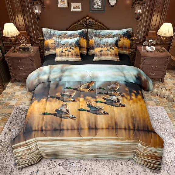 Castle Fairy Boys Girls Mallard Duck Twin Bedding Sets,River House Bedding Comforter Set