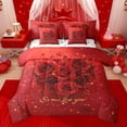 thumbnail image 1 of Castle Fairy Boys Girls Romantic Floral Red Rose Twin Bedding Sets 7-Piece,Happy Valentine's Day Bedding Comforter Set Microfiber,Bling Gold Glitter Breathable Sheet Sets,Luxury Bedroom Decor, 1 of 8
