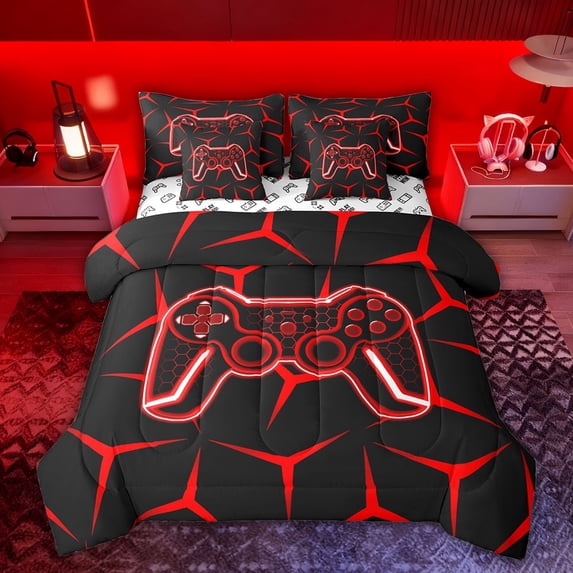Castle Fairy Boys Girls Video Game Bedding Comforter Set,Teens Gamepads Full Bedding Set