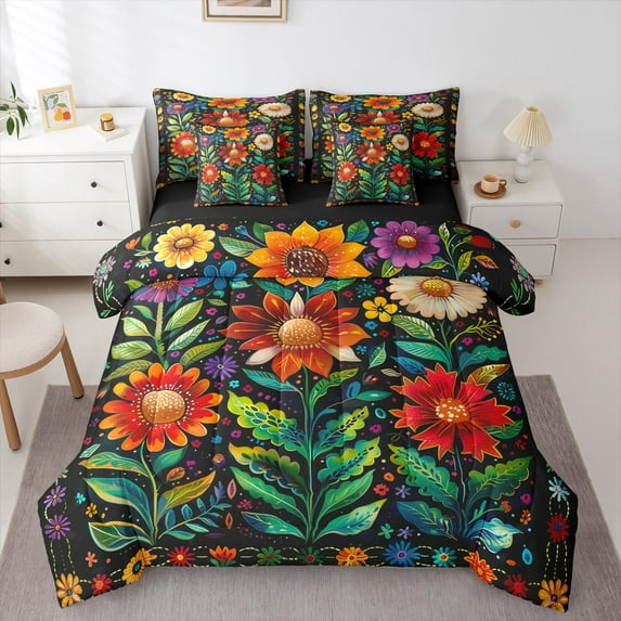 Castle Fairy Boys Girls Vintage Flower Bedding Comforter Set,Chic Floral King Bedding Sets