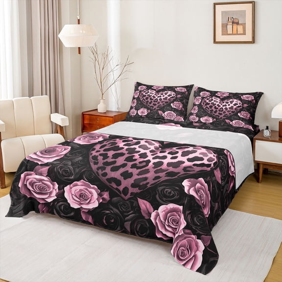 Castle Fairy Boys Girls Vintage Love Heart Bed Sheets,Romantic Floral Rose King Sheets