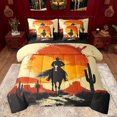 thumbnail image 1 of Castle Fairy Boys Girls Western Cowboys Bedding Comforter Set 7 Pieces,Southwestern Sunset Desert Cactus Full Bedding Set Lightweight,Exotic Style Vintage Aesthetic Fitted Sheet Flat Sheet, 1 of 8