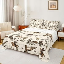 Castle Fairy Boys Girls Western Cowboys Twin Sheet Sets,Animal Highland Cow Bedding
