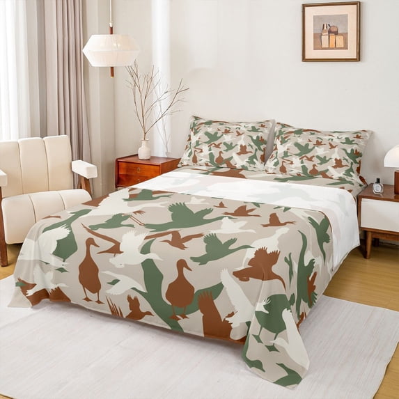 Castle Fairy Boys Girls Wildlife Mallard Duck Bed Sheets,Green Red King Sheets