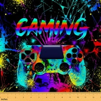 Castle Fairy Boys Gradient Gamepads Fabric by the Yard 1 Yard,Graffiti Splash Home Decor Fabric by the Yard,Video Game Room Decor Fabric by the Yard,Ultra Soft Home Decor