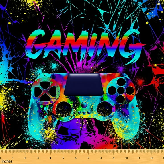 Castle Fairy Boys Gradient Gamepads Fabric by the Yard 1 Yard,Graffiti Splash Home Decor Fabric by the Yard,Video Game Room Decor Fabric by the Yard,Ultra Soft Home Decor