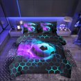 thumbnail image 1 of Castle Fairy Boys Soccer 7-Piece Twin Bedding Sets,Geometric Honeycomb Bedding Comforter Set,Abstract Lightning Breathable Sheet Sets,Microfiber Sport Theme Bedroom Decor,Reversible, 1 of 9