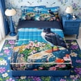 thumbnail image 1 of Castle Fairy Bright Anime Cliff Puffin Scene Zipper Twin Comforter Sets with Fitted Sheet and 2 Pillowcases,Wild Flower Sea Stack Rock Print Zipper Bedding Set,Sky Pink,Navy Blue Reversible,4-Piece, 1 of 6