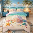 thumbnail image 1 of Castle Fairy Bright Soft Seashell Beach Full Size Comforter Sets 3-Piece,Starfish Bubble Clear Ocean Art Bedding Comforter Set,Cream Turquoise,Pink Reversible,1 Comforter and 2 Pillowcases, 1 of 6