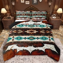 Castle Fairy Brown Teal Aztec Twin Comforter Sets,Bohemian Western Theme Bedding Set