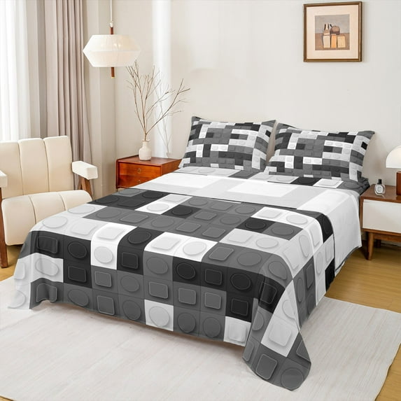 Castle Fairy Building Blocks 4pcs Bed Sheets,Construction Game King Sheets,Colorful Brick Super Cozy Sheet Set,Super Cozy Room Decor