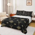 thumbnail image 1 of Castle Fairy Bull Skull 4 Pieces Queen Sheet Sets,Tribal Aztec Ultra Soft Flat Sheet,Black Golden Queen Fitted Sheet,Luxury Teenager Bedroom Decor, 1 of 7