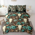 thumbnail image 1 of Castle Fairy Bull Skull Bedding Comforter Set 7pcs for Boys Girls,Chic Floral Flower Queen Bedding Sets Super Cozy,Bohemian Theme Queen Sheet Sets,Lightweight Room Decor,Reversible, 1 of 8