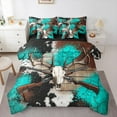 thumbnail image 1 of Castle Fairy Bull Skull Hunting Bedding Comforter Set 7pcs for Teens,Abstract Graffiti Splash Queen Bedding Sets Super Cozy,Western Farmhouse Cabin Queen Sheet Sets,Microfiber Bedroom Decor, 1 of 8