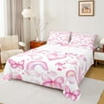 thumbnail image 1 of Castle Fairy Butterflies Girl Full Size Sheets,Pink Gradient Rainbow Bed Sheets, 1 of 7