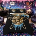 thumbnail image 1 of Castle Fairy Camo Baseball Hat Print King Size Comforter Sets 3pcs, Blue Ice Cream Drip Comforters King Size,Black Reversible,1 Comforter and 2 Pillowcases, 1 of 6