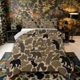 thumbnail image 1 of Castle Fairy Camo Bear Silhouette Queen Comforter Set 3 Pieces,Jungle Wildlife Comforter Sets Queen,Taupe Dark Brown,Grey Reversible,1 Comforter and 2 Pillowcases, 1 of 6