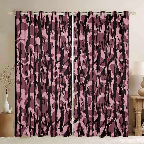 Castle Fairy Camouflage Blackout Curtains Set of 2 (52x84 Each),Geometric Window Curtains