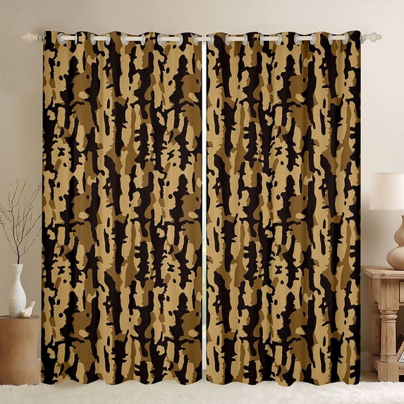 Castle Fairy Camouflage Curtains Pack of 2 (42x84 Each),Vintage Camo Curtains Blackout