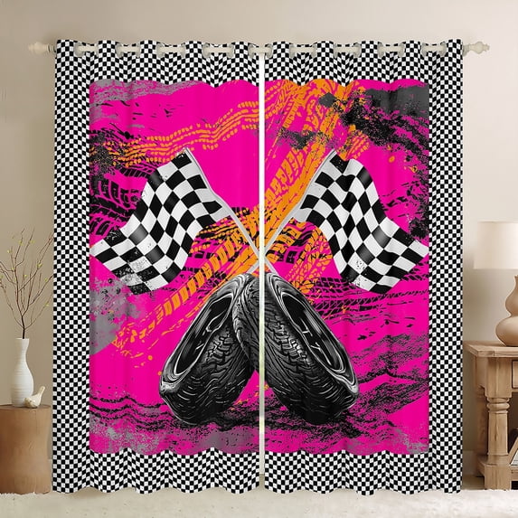 Castle Fairy Car Flag Curtains Pack of 2 (42x84 Each),Vintage Plaid Curtains Blackout