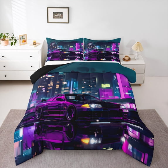 Castle Fairy Car Queen Comforter Set for Kids Children Teens,Sport Bedding Comforter Set