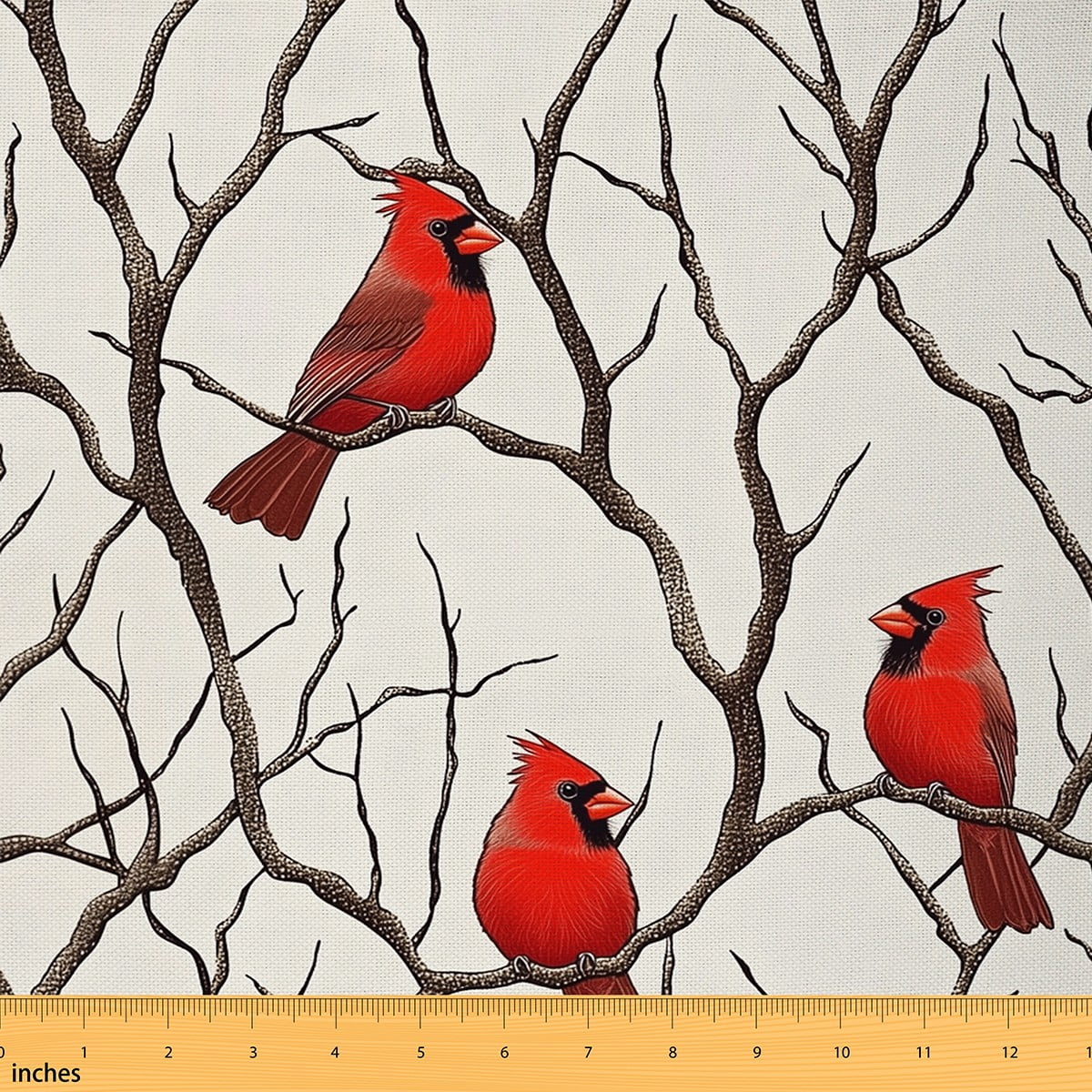 Castle Fairy Cardinal Bird Fabric by the Yard 3 Yards for Teens,Tree Branches Sewing Fabric,Merry Christmas Fabric for Sewing,Super Cozy Room Decor