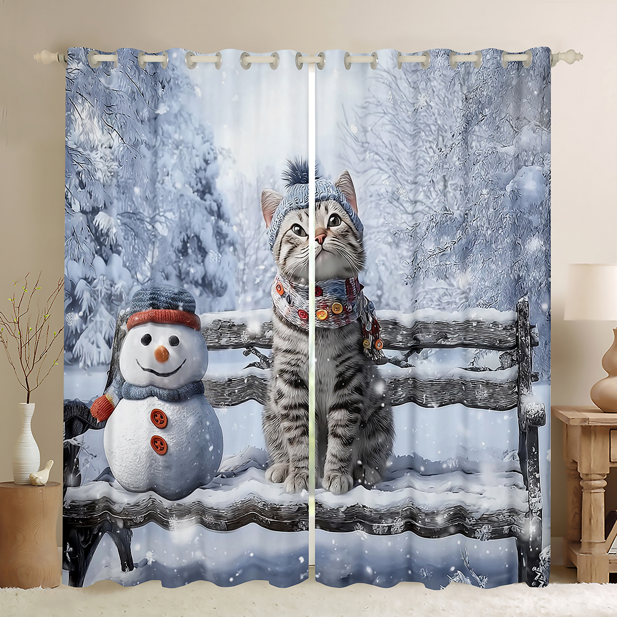 Festive Feline Family Quilted Curtains NCU0TH3811