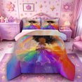 thumbnail image 1 of Castle Fairy Cartoon Black Girl King Size Comforter Sets 3pcs,Rainbow Dreamy Princess Print Comforters King Size,Orange Green Purple,1 Comforter and 2 Pillowcases, 1 of 6
