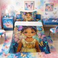thumbnail image 1 of Castle Fairy Cartoon Black Girl Twin Sheets 3pcs,Watercolor Flying Butterflies Bedding,Brown Blue,1 Fitted Sheet, 1 Flat Sheet and 1 Pillowcase, 1 of 6