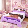 thumbnail image 1 of Castle Fairy Cartoon Black Kawaii Princess Queen Sheets 4 Pieces,Stars Print Design Queen Sheet Sets,Purple Gold,1 Fitted Sheet, 1 Flat Sheet and 2 Pillowcases, 1 of 6